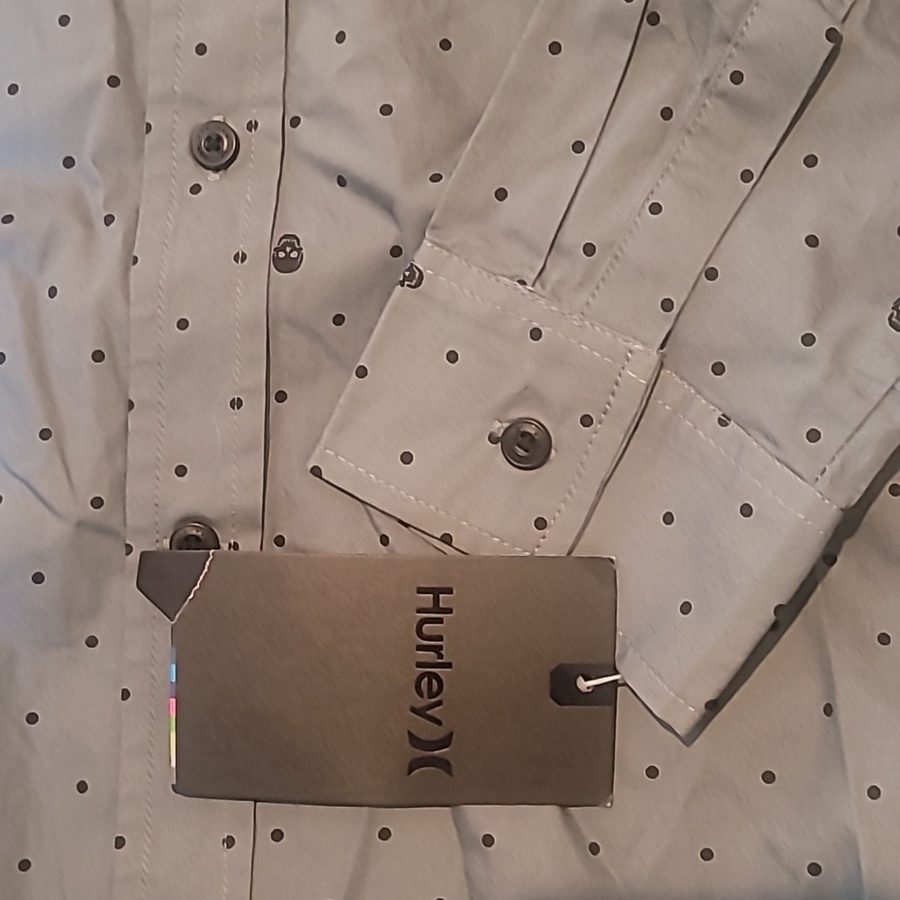 Hurley Boys Large Button Down Long Sleeve Skull New With Tags - Picture 5 of 6